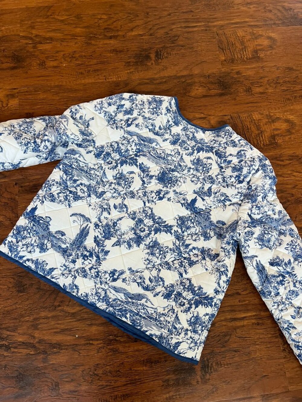 Rachel Zoe Blue & White Toile Quilted Jacket (Size L) - Picture 7 of 13